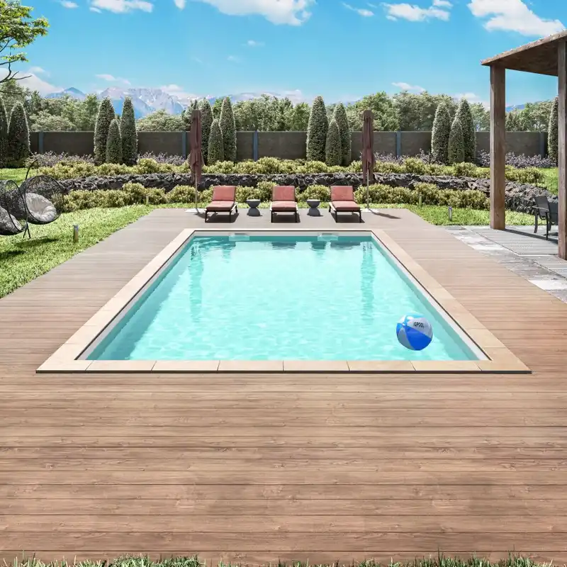 IQ Styroporpool Basic Rechteckpool 900 x 500 x 150cm mit Ecktreppe Oblique weiss links Geprüft
