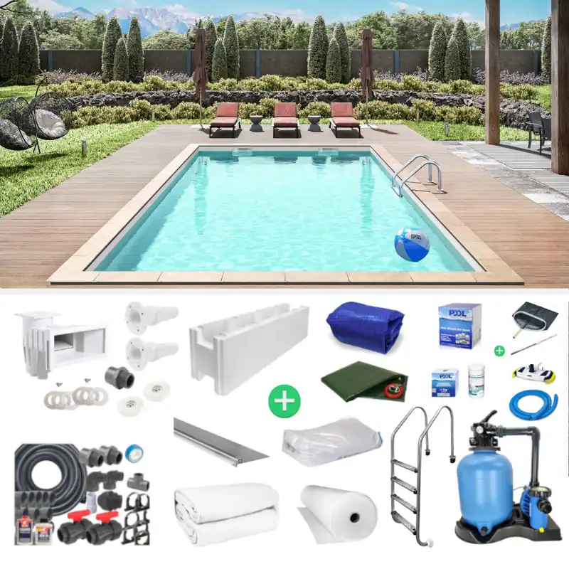 Abverkauf IQ Styroporpool Rechteckpool 700 x 350 x 150cm SET weiss Deluxe