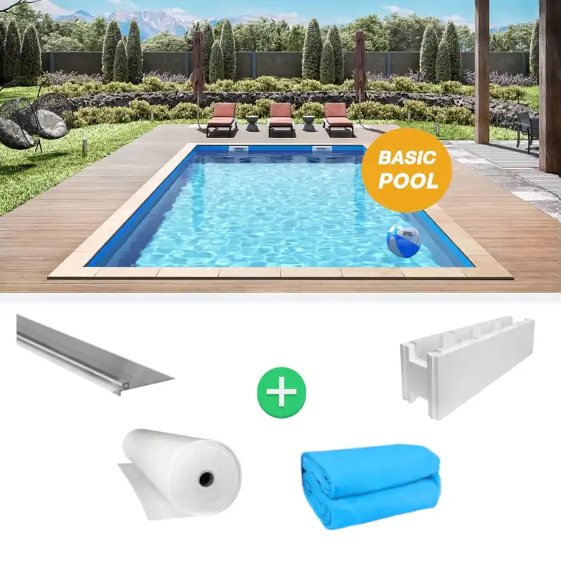 IQ Styroporpool Rechteckpool 700 x 350 x 150cm SET blau Basic Neuheit