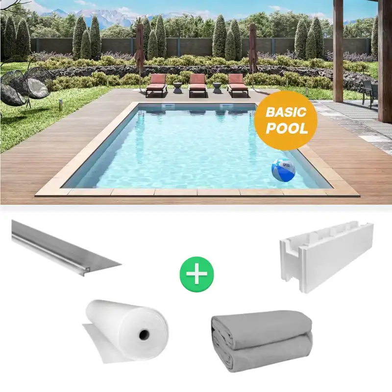 Geprüft IQ Styroporpool Rechteckpool 700 x 350 x 150cm SET grau Basic
