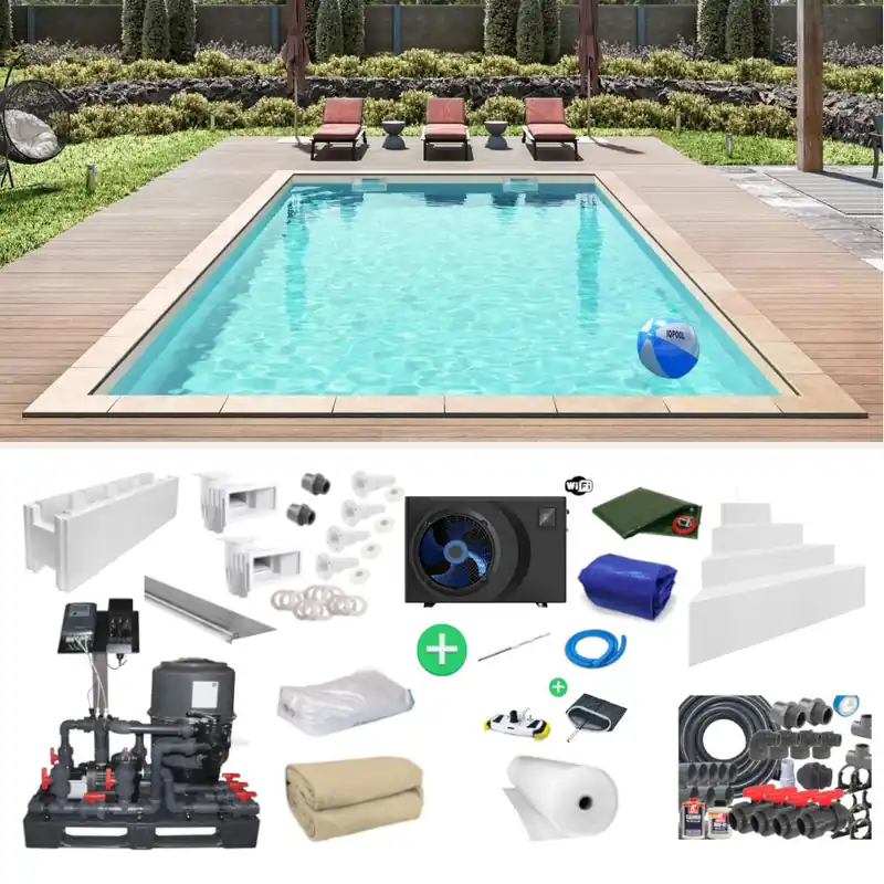 IQ Styroporpool Rechteckpool Oblique 800 x 400 x 150cm SET sandfarben links Luxury Salt Online Kaufen