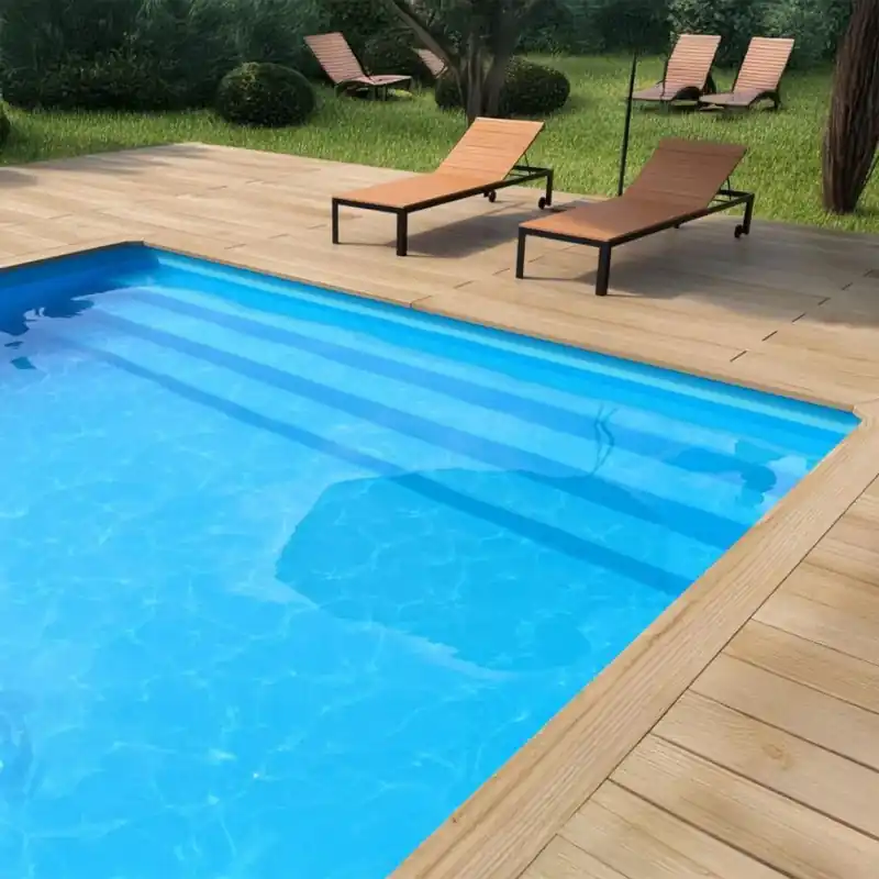 IQ Styroporpool Rechteckpool mit Treppe ganze Breite 600 x 300 x 150cm SET sandfarben Premium Direkt Vom Hersteller