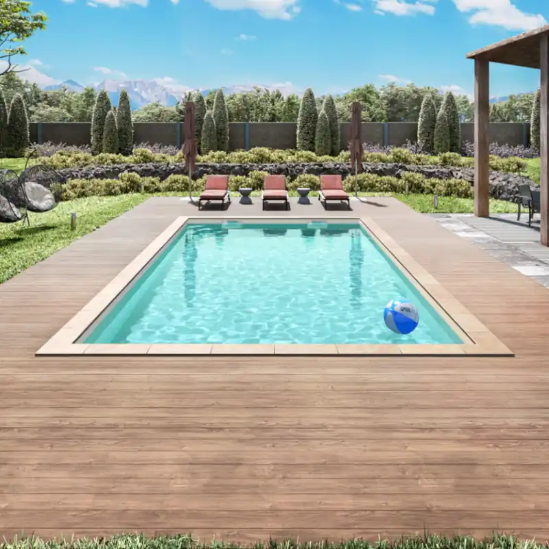 IQ Styroporpool Basic Rechteckpool 400 x 250 x 150cm mit Ecktreppe Oblique sand links Super-Preis