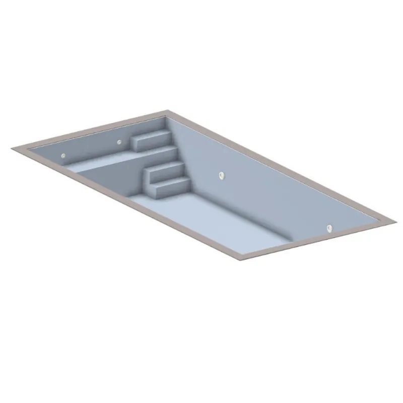 Echt IQ Styroporpool Basic Rechteckpool 800 x 400 x 150cm mit Sitzbank & Treppe grau rechts