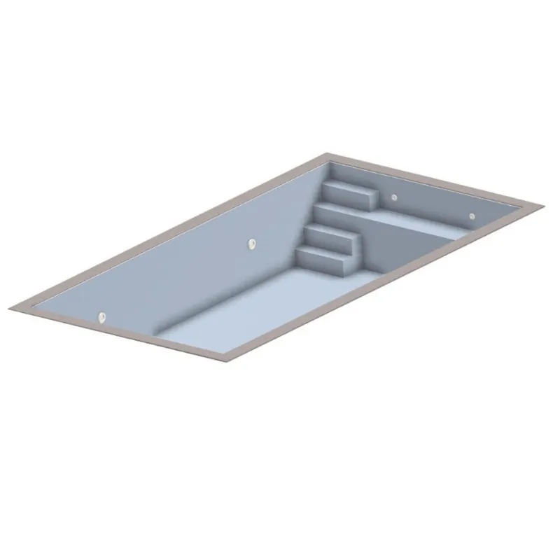 Mega-Angebot IQ Styroporpool Basic Rechteckpool 400 x 250 x 150cm mit Sitzbank & Treppe grau links