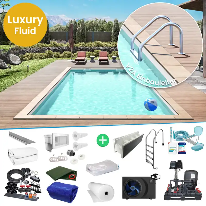 Abverkauf IQ Styroporpool Rechteckpool 700 x 350 x 150cm Luxury Fluid weiss